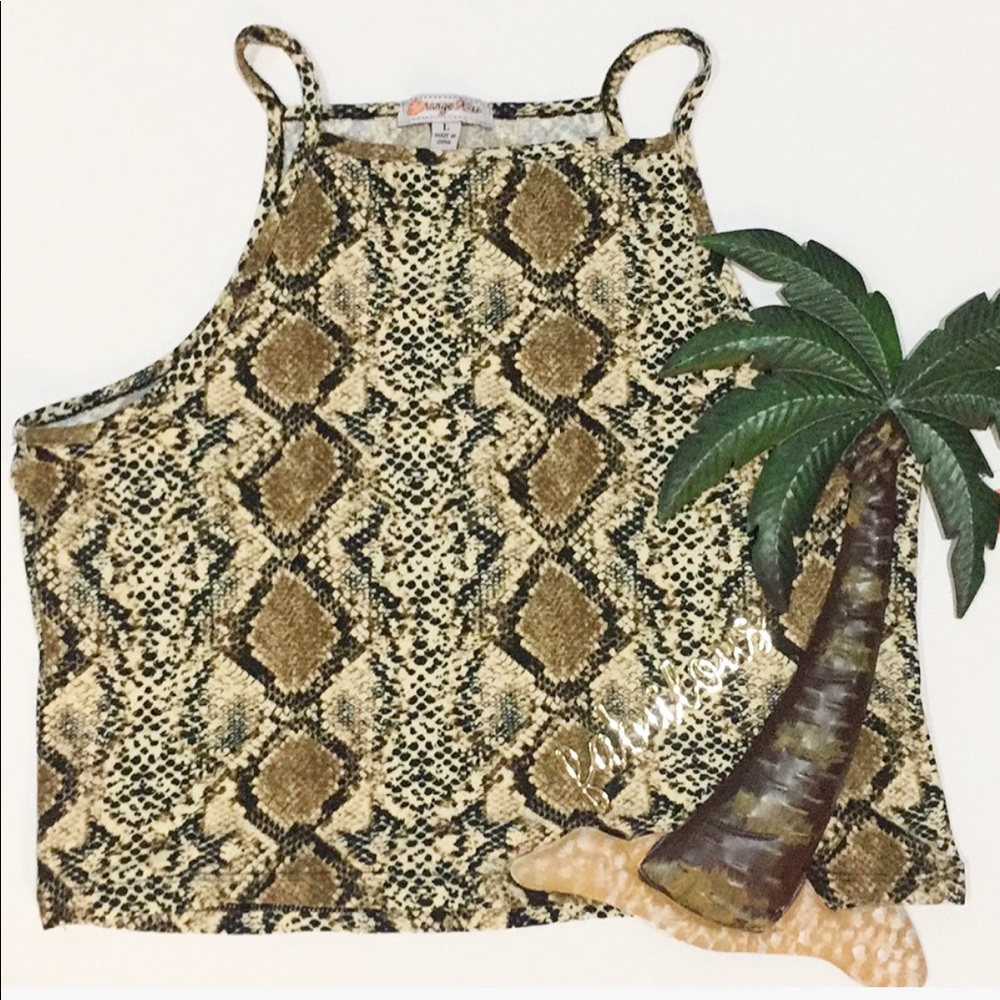 NWT Orange Kiss snake print on trend topjuniors L - Picture 8 of 8